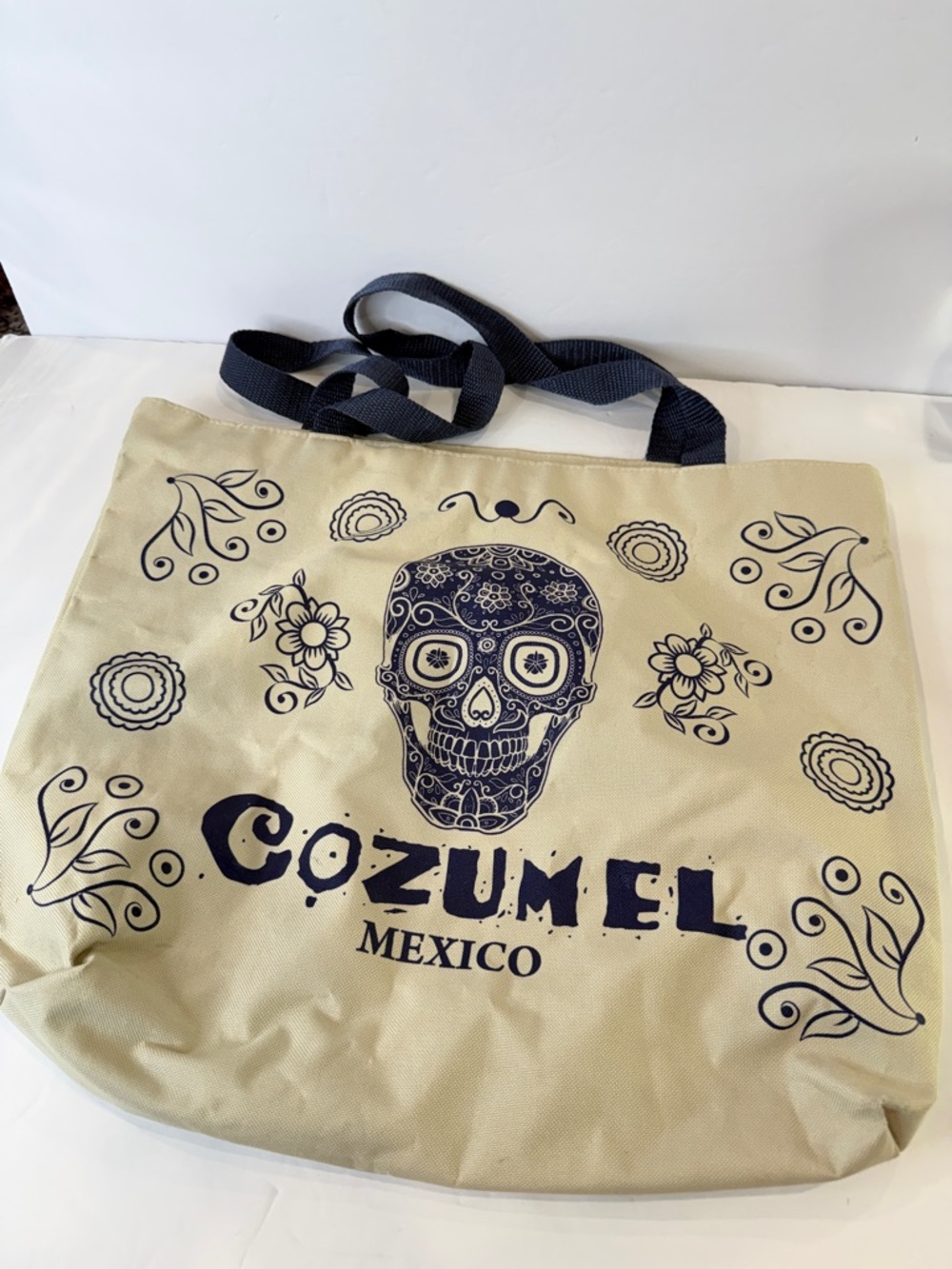 Cozumel Mexico Tote Bag Sugar Skull Beach Travel Zip Shopper Large - Picture 15 of 16